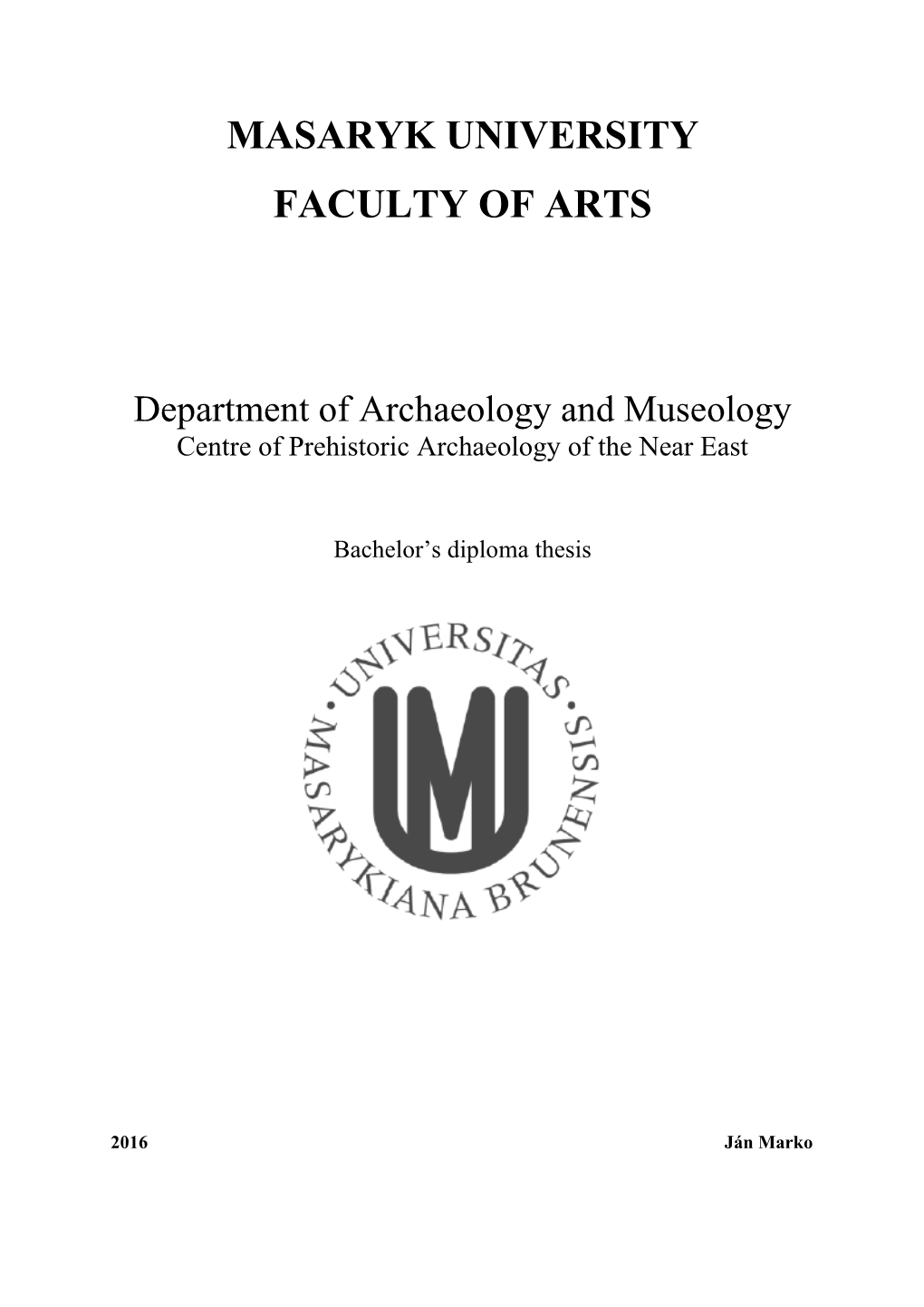 Masaryk University Faculty of Arts