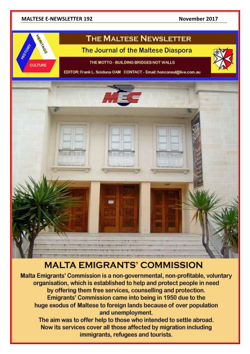 MALTESE E-NEWSLETTER 192 November 2017 1