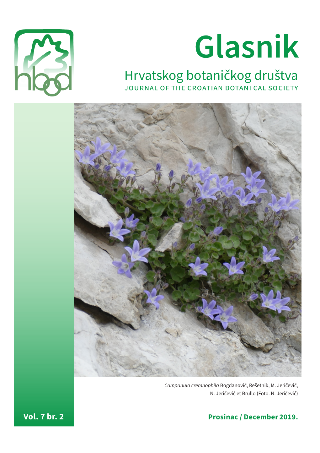 Glasnik Hrvatskog Botaničkog Društva Journal of the Croatian Botani Cal Society