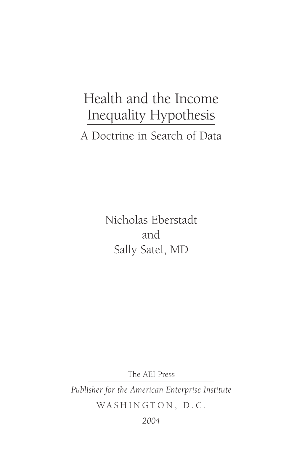 Health Inequality **CC 3/4/04