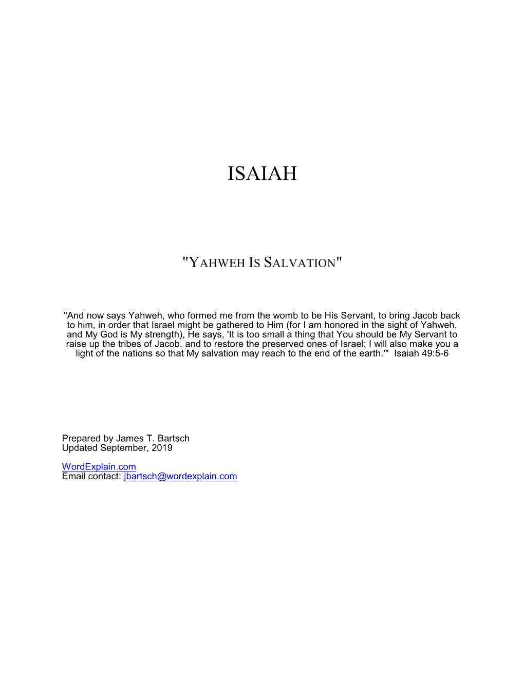 Brief Outlines of Isaiah