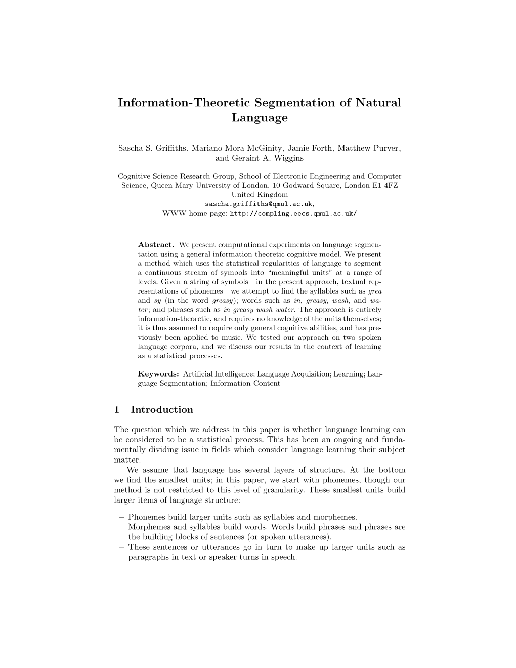 Information-Theoretic Segmentation of Natural Language