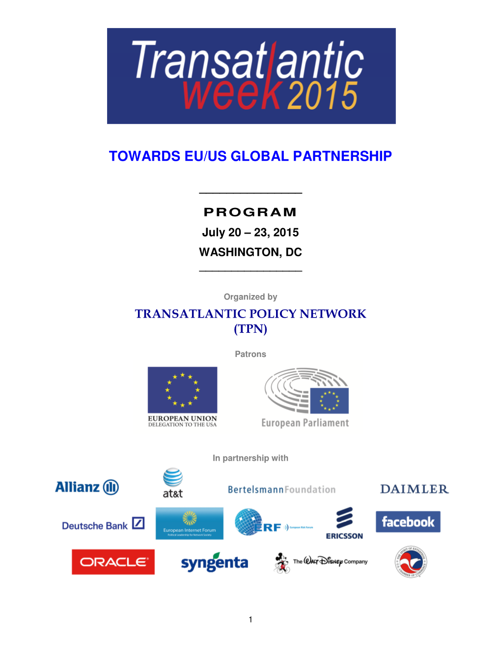 2015 Transatlantic Week Program