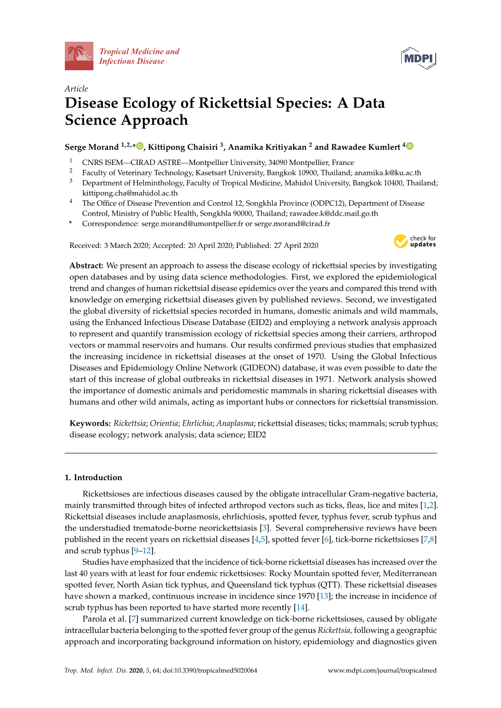 Disease Ecology of Rickettsial Species: a Data Science Approach