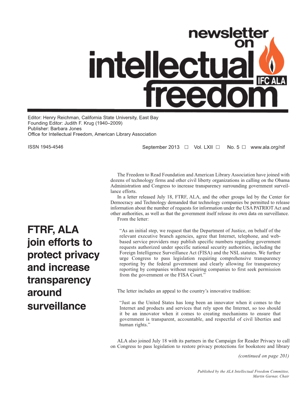 FTRF, ALA Join Efforts to Protect Privacy and Increase Transparency