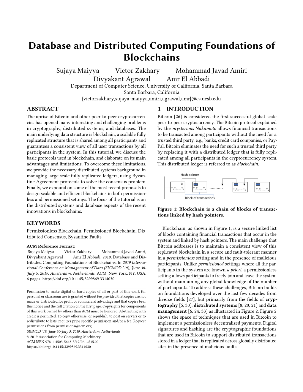 Database and Distributed Computing Foundations of Blockchains