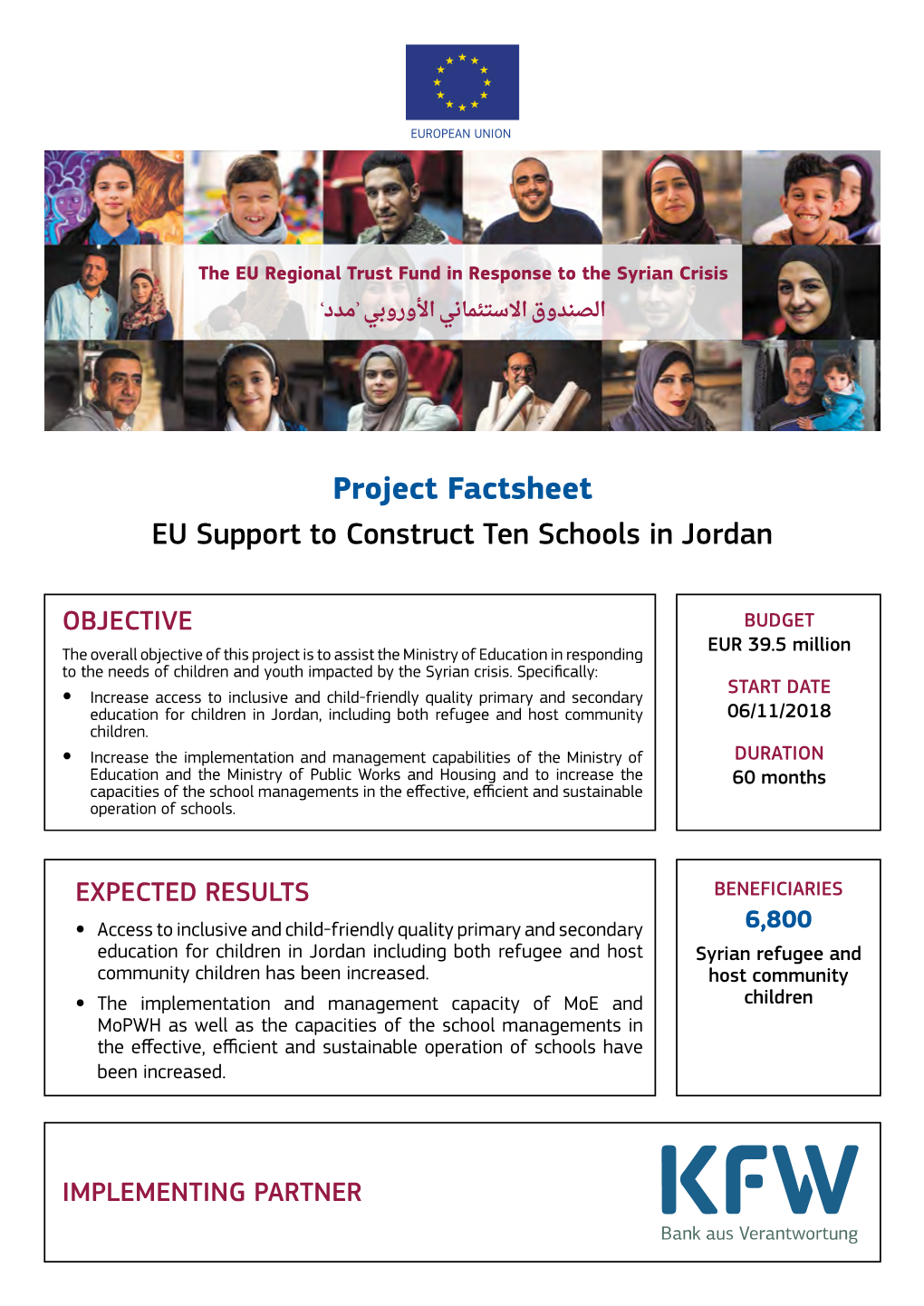 Project Factsheet EU Support to Construct Ten Schools in Jordan