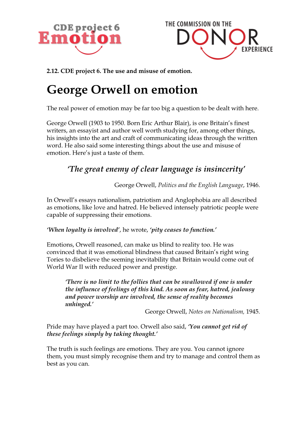 2.10. George Orwell on Emotion