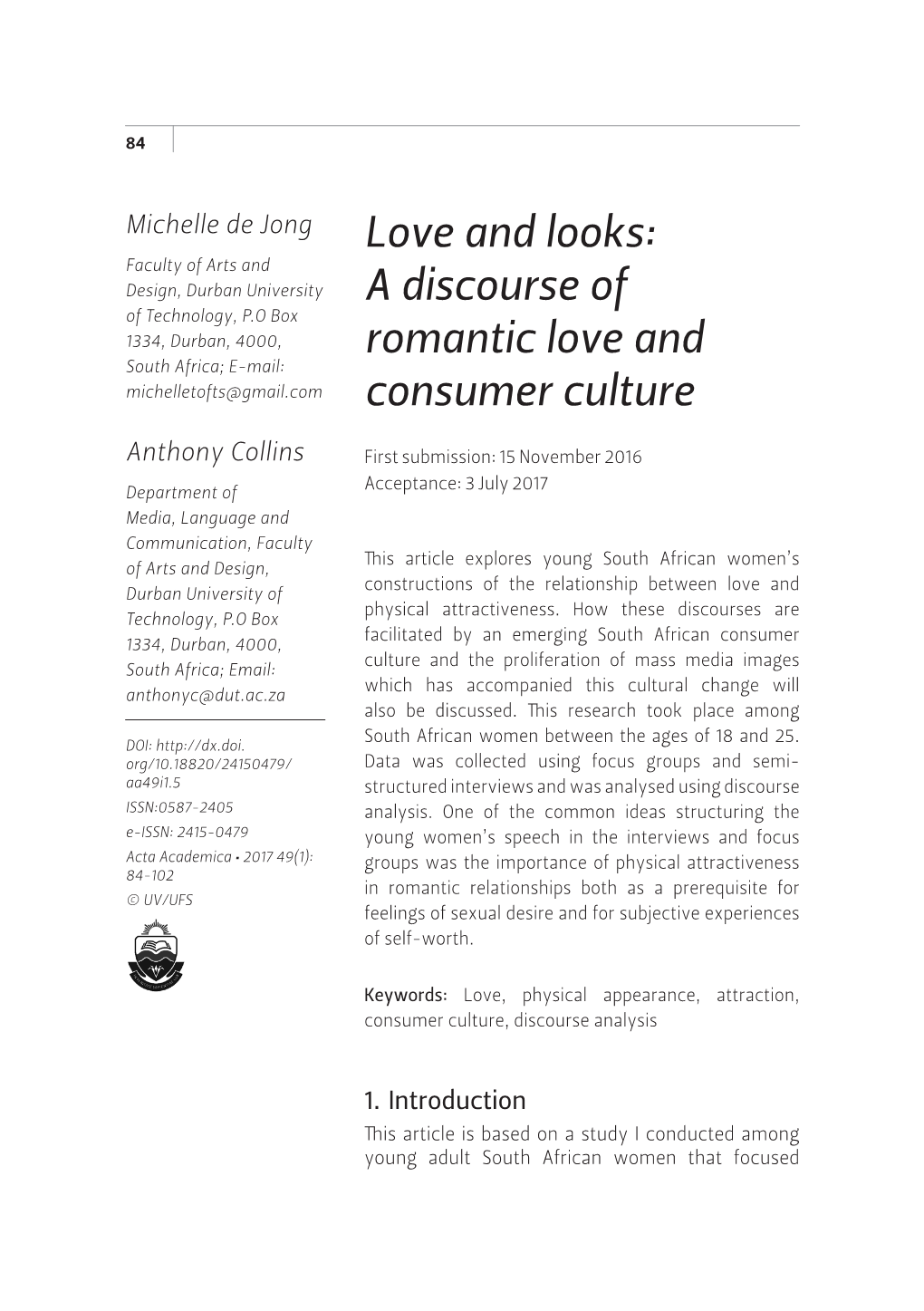 Love and Looks: a Discourse of Romantic Love and Consumer Culture