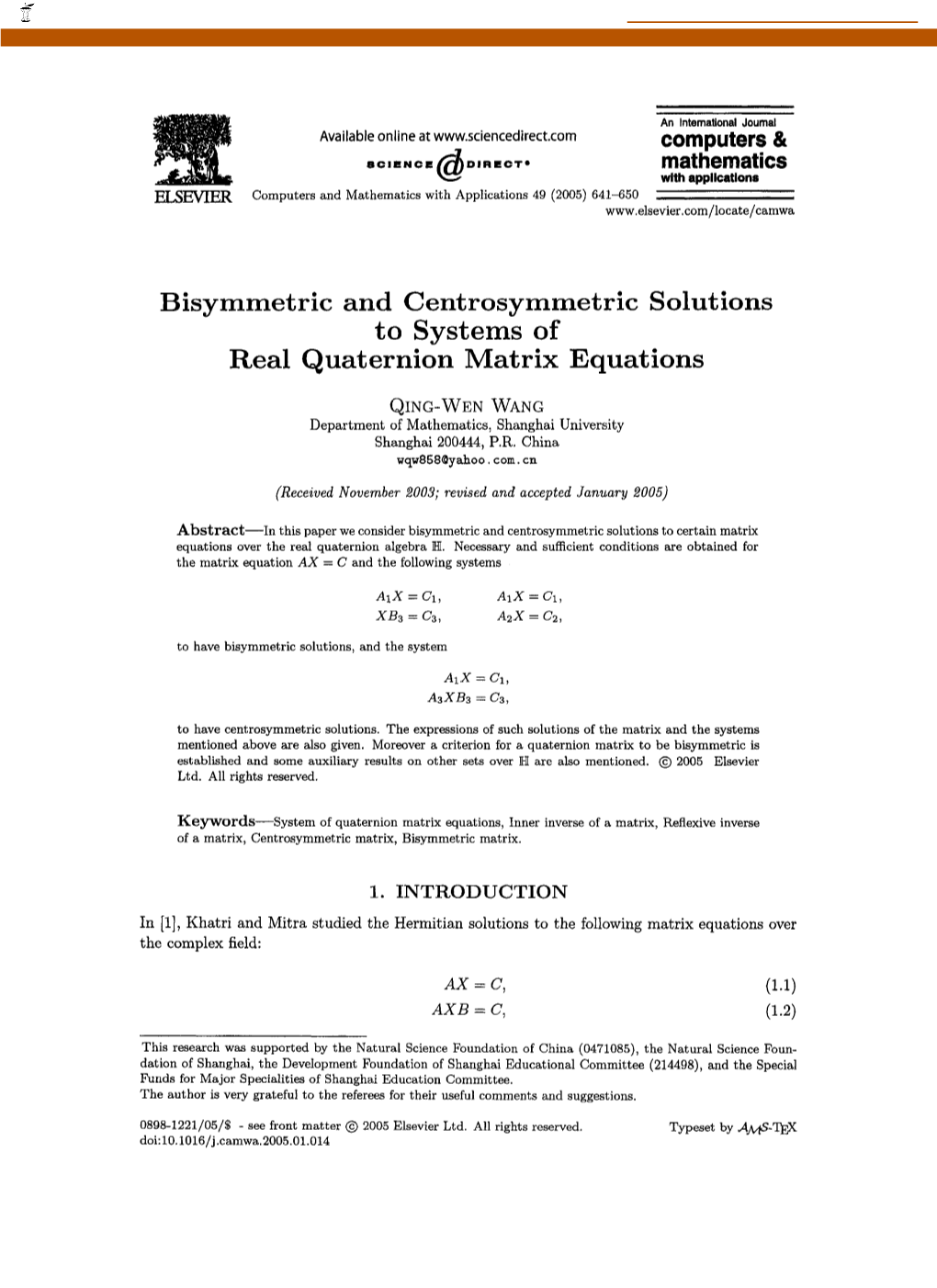 Bisymmetric and Centrosymmetric Solutions to Systems of Real Quaternion Matrix Equations