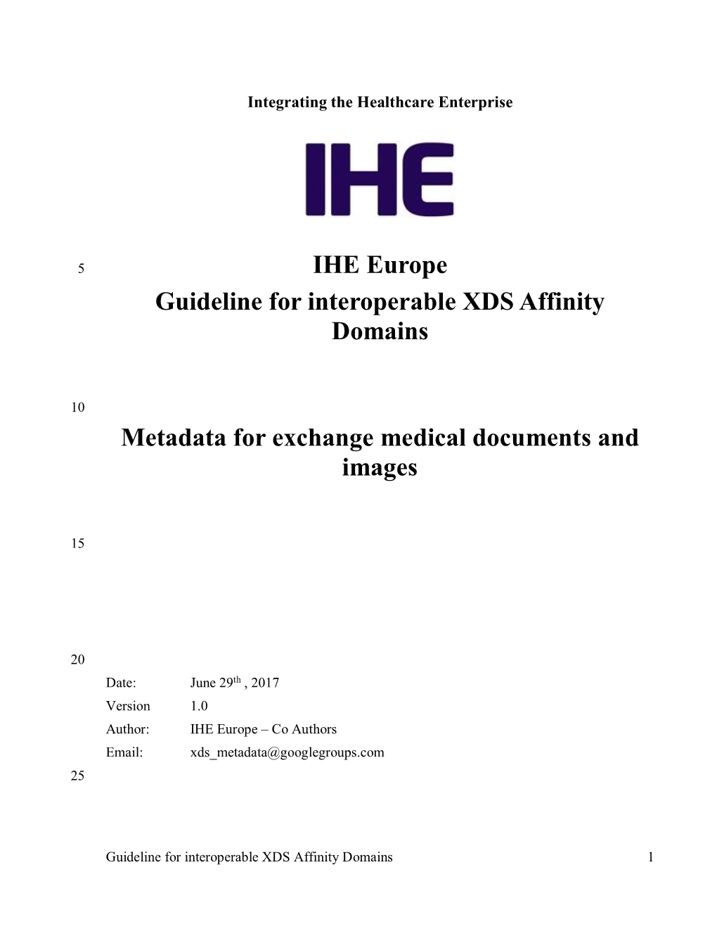 IHE Europe Guideline for Interoperable XDS Affinity Domains