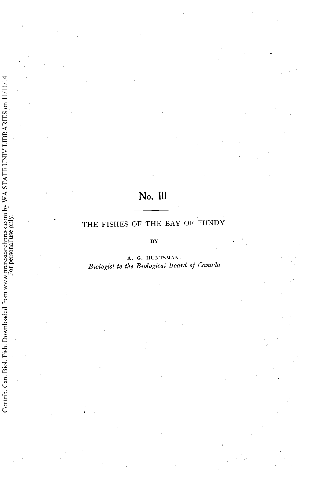 No. III: the FISHES of the BAY of FUNDY