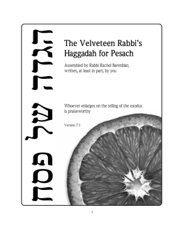 Vrhaggadah.Pdf Starting in 2003, the Haggadah Began to Spread by Word-Of-Mouth and E-Mail and Blog to Friends Around the Country