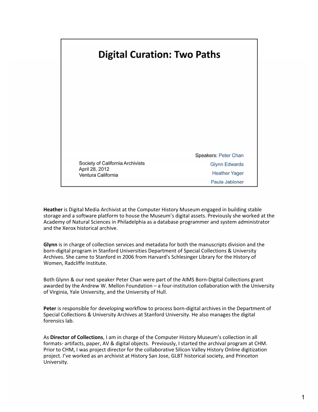 Paula Jabloner, "Digital Curation: Computer History Museum 1" (PDF)