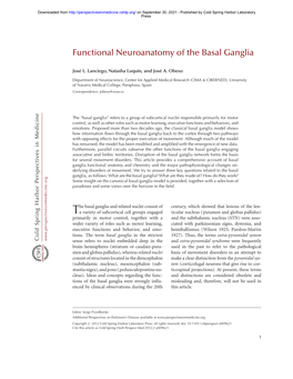 Functional Neuroanatomy of the Basal Ganglia