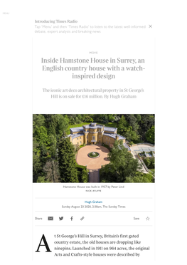 Inside Hamstone House in Surrey, an English Country House with a Watch- Inspired Design