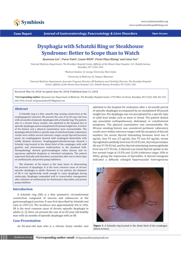 Dysphagia with Schatzki Ring Or Steakhouse Syndrome: Better To