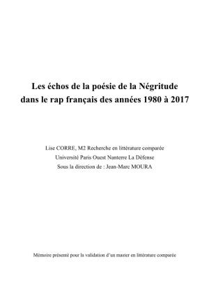 Les Échos De La Poésie De La Négritude Dans Le Rap Français Des Années 1980 À 2017