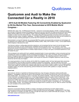 Qualcomm and Audi to Make the Connected Car a Reality in 2010