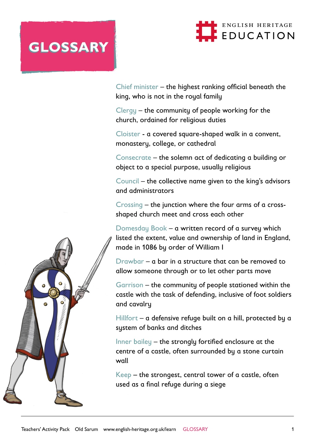 Old Sarum Glossary