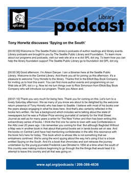 Tony Horwitz Discusses 'Spying on the South'
