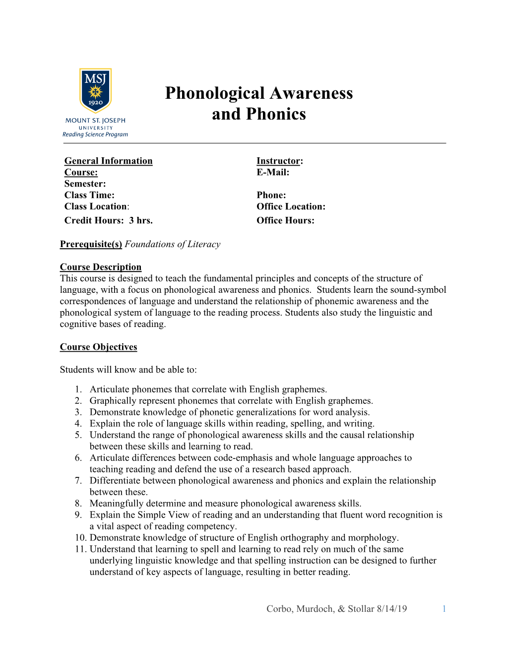 Phonological Awareness and Phonics