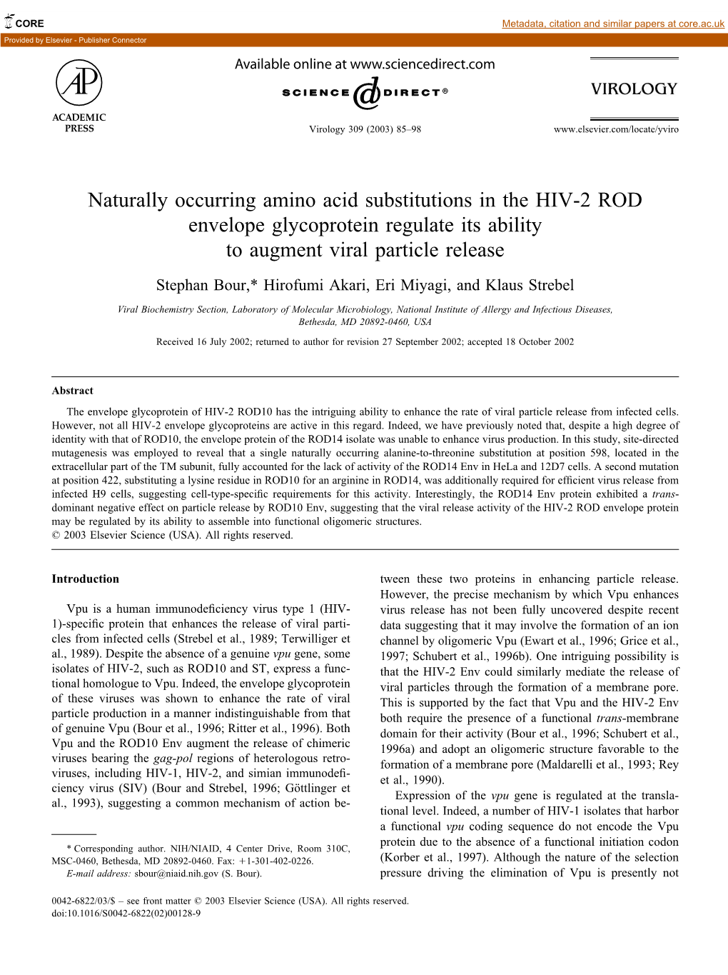 Naturally Occurring Amino Acid Substitutions in the HIV-2 ROD Envelope Glycoprotein Regulate Its Ability to Augment Viral Particle Release