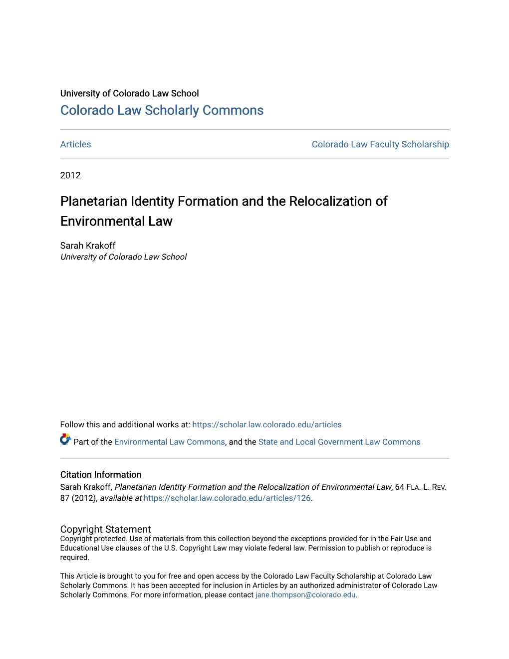 Planetarian Identity Formation and the Relocalization of Environmental Law