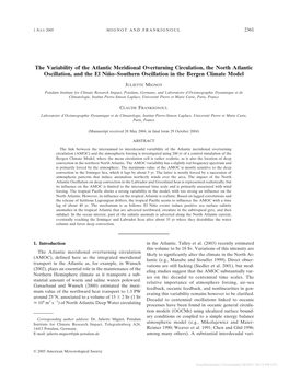 The Variability of the Atlantic Meridional Overturning Circulation, the North Atlantic Oscillation, and the El Niño–Southern Oscillation in the Bergen Climate Model