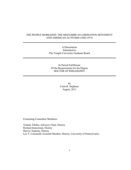 The People Mobilized: the Mozambican Liberation Movement and American Activism (1960-1975)