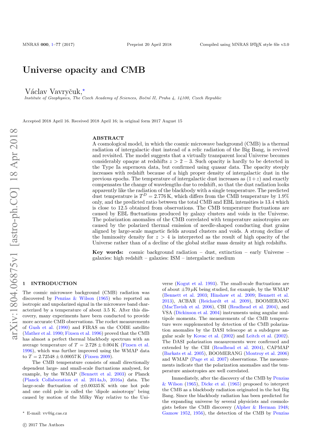 Universe Opacity and CMB