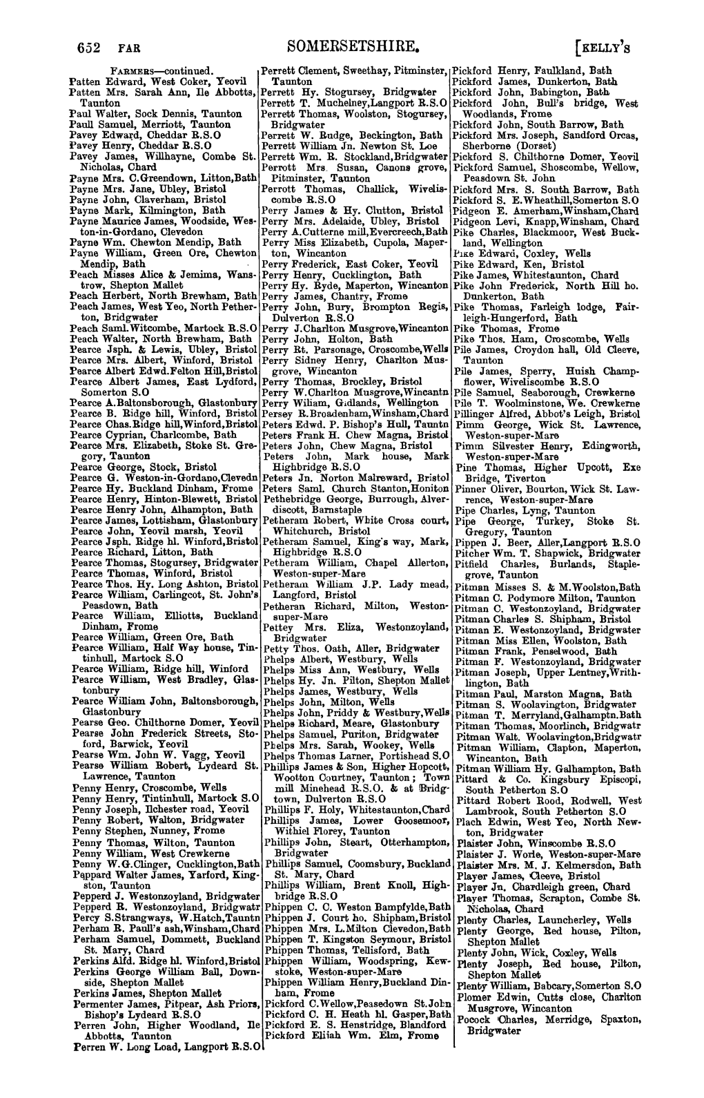 SOMERSETSHIRE. [KELLY's FARMERS Continued