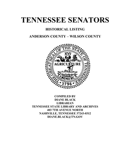 Members of the Tennessee General Assembly 1794 – Present
