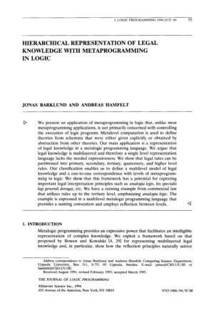 Hierarchical Representation of Legal Knowledge with Metaprogramming in Logic