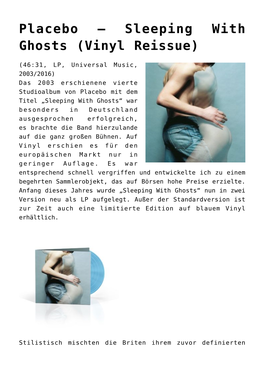 Placebo – Sleeping with Ghosts (Vinyl Reissue)