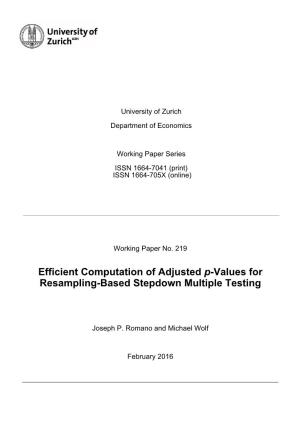 Efficient Computation of Adjusted P-Values for Resampling-Based Stepdown Multiple Testing