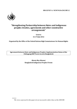 Seminar on Treaties and Agreement: Constructive Arrangement Between State and Indigenous Peoples