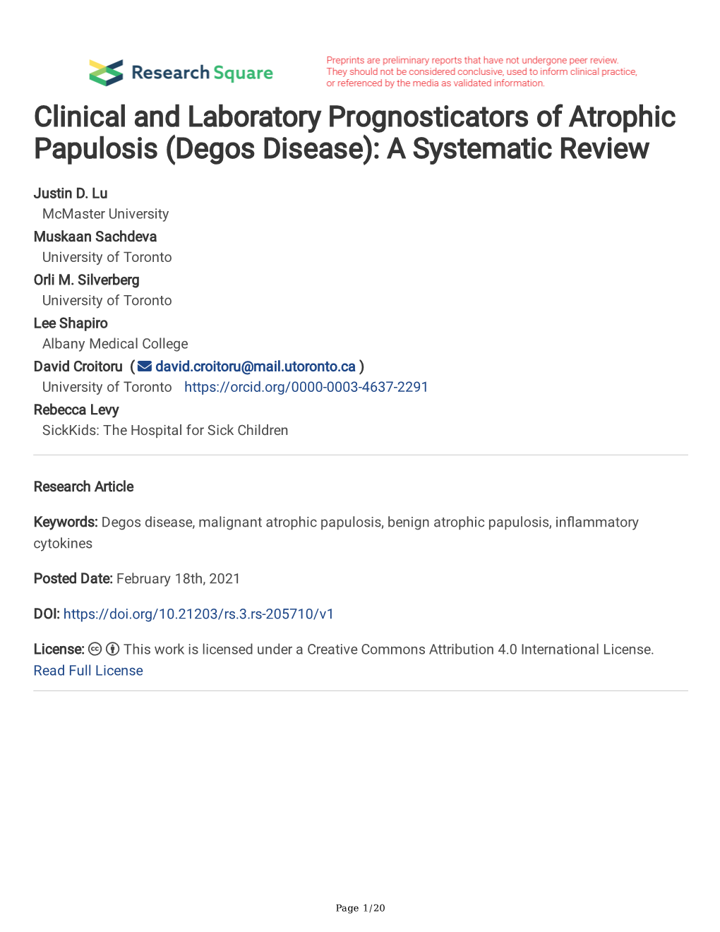 Degos Disease): a Systematic Review