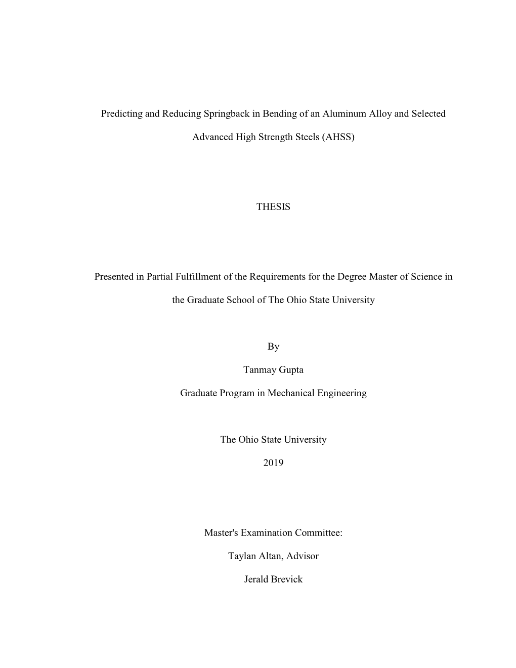 Predicting and Reducing Springback in Bending of an Aluminum Alloy and Selected