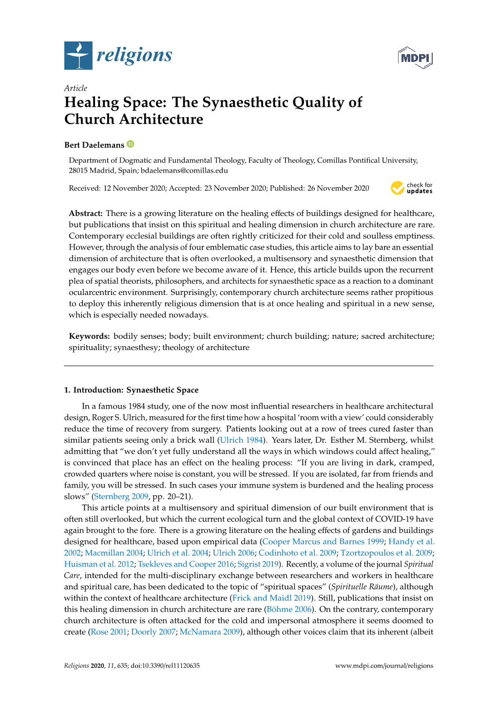 Healing Space: the Synaesthetic Quality of Church Architecture