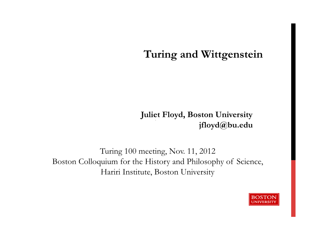 Turing and Wittgenstein