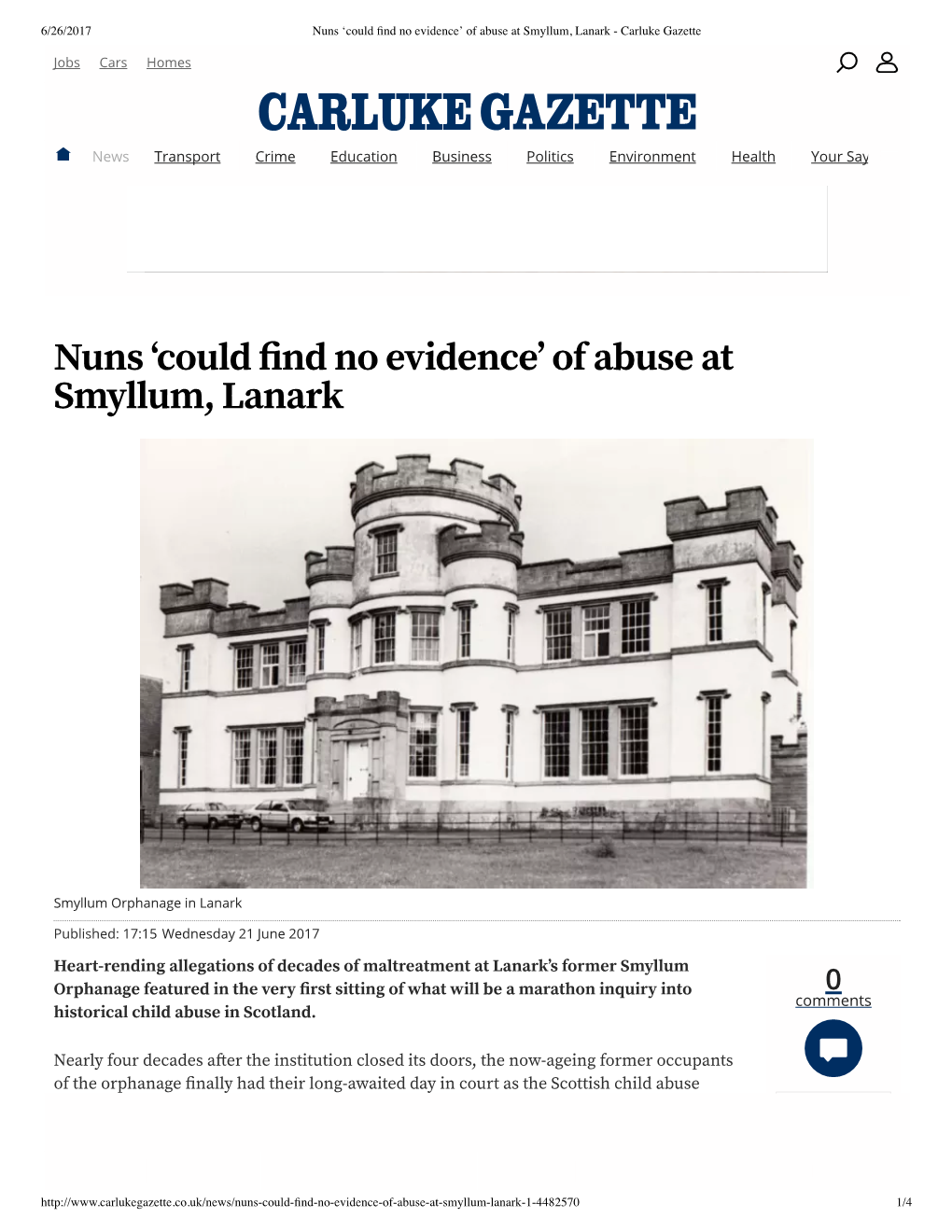 Of Abuse at Smyllum, Lanark - Carluke Gazette