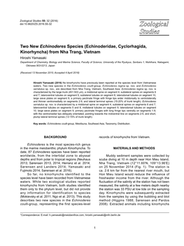 Two New Echinoderes Species (Echinoderidae, Cyclorhagida