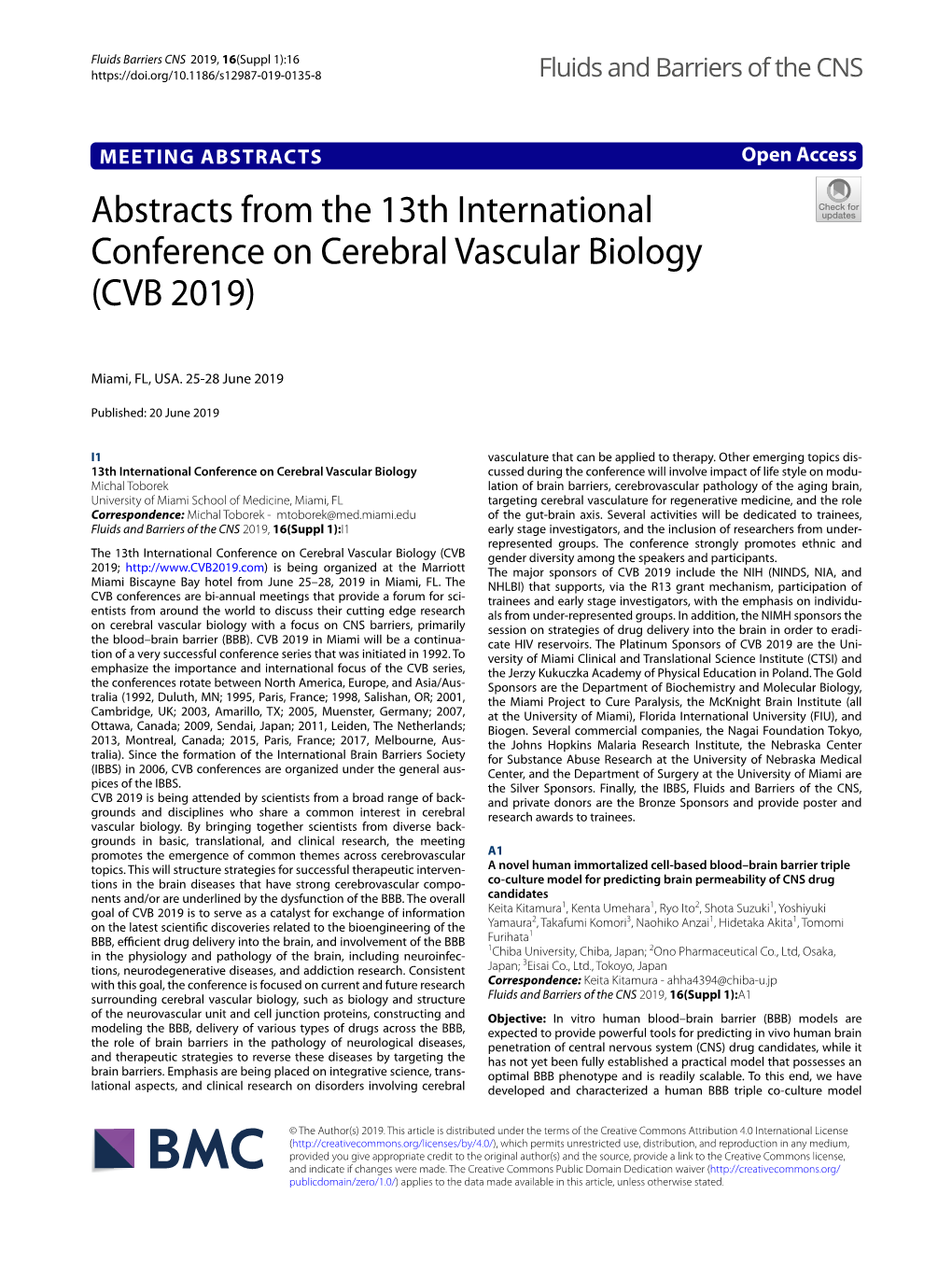 Abstracts from the 13Th International Conference on Cerebral Vascular Biology (CVB 2019)