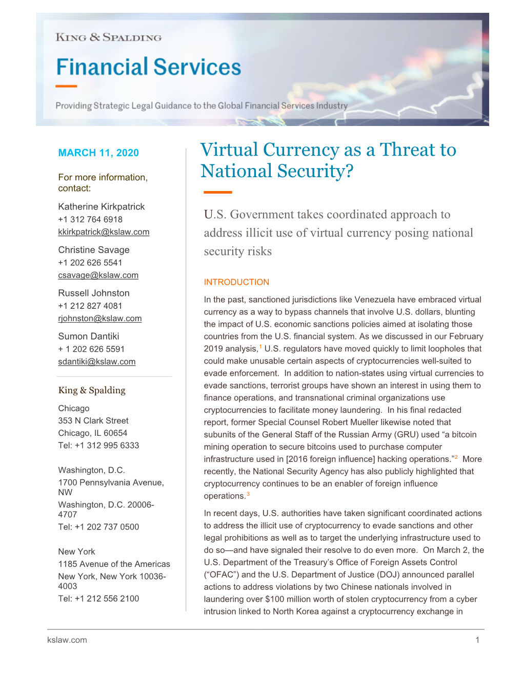 Virtual Currency As a Threat to National Security?