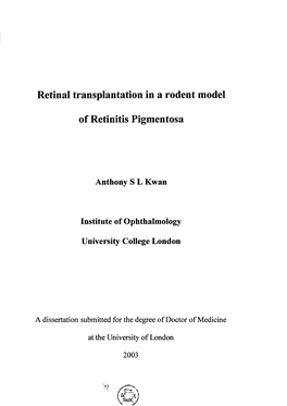 Retinal Transplantation in a Rodent Model of Retinitis Pigmentosa