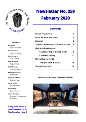 Newsletter No. 259 February 2020