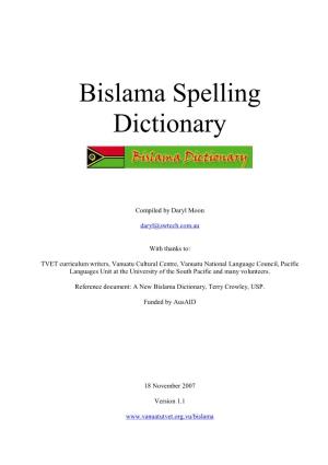 Bislama Spelling Dictionary