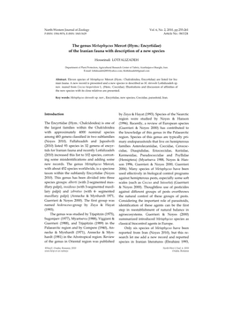 The Genus Metaphycus Mercet (Hym.: Encyrtidae) of the Iranian Fauna with Description of a New Species