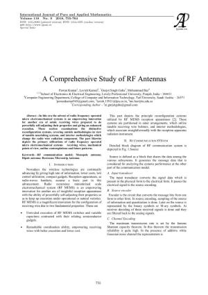A Comprehensive Study of RF Antennas